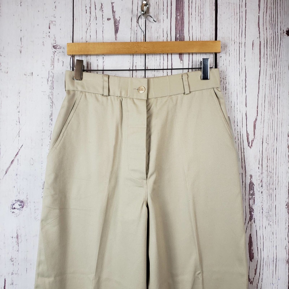 Briana Pants Womens Size 8 Flat Front Straight Leg Cotton Beige
